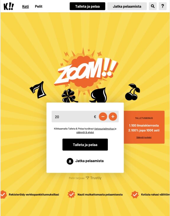 Kazoom casinon etusivu