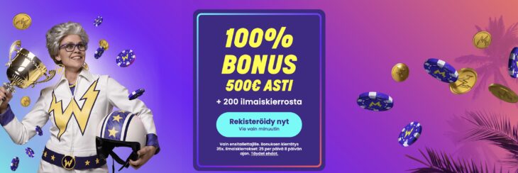 100% casino bonus 500 euroon asti Wildz casinolla
