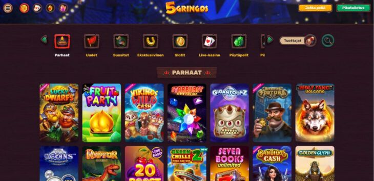 5Gringos pelivalikoima