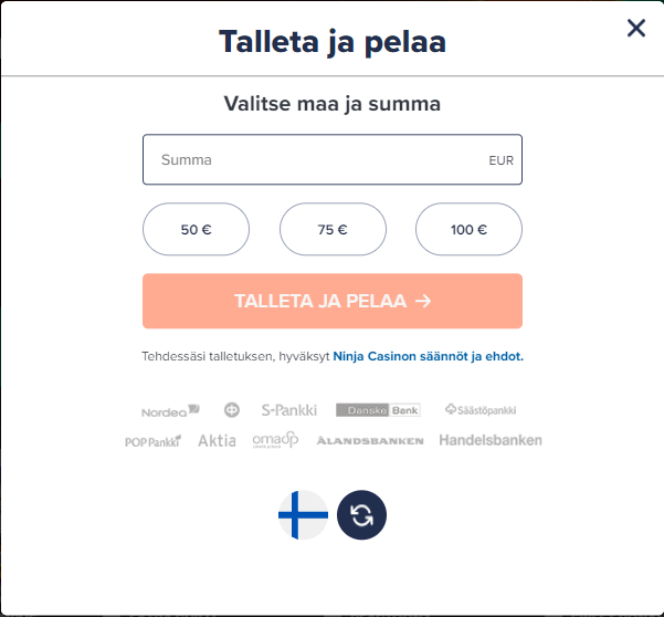 ninja casino rahansiirrot