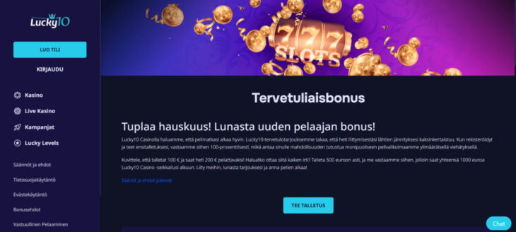 lucky10 kasino ensitalletusbonus