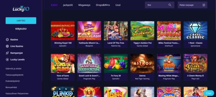 lucky10 casino pelivalikoima